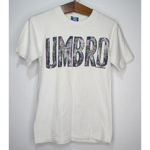 Men's Vintage Umbro White Graphic Short Sleeve T-shirt Size Small Made In USA